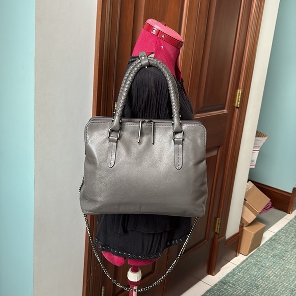 Elliot Lucca  business satchel shoulder  bag  2 padded compartments leather EUC - Picture 13 of 17